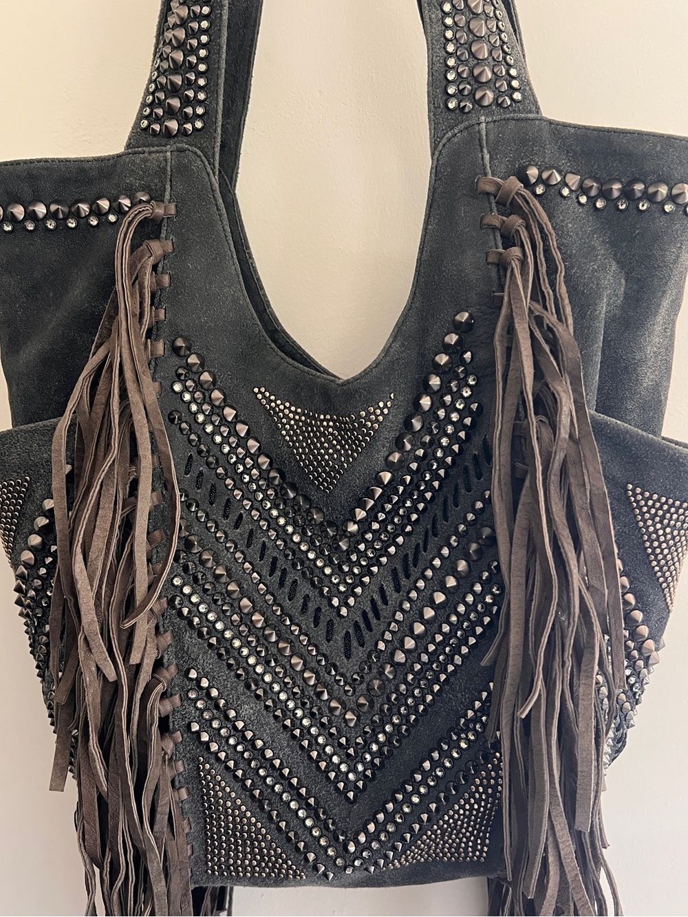 Kippys Suede Swarovski Fringe Tote